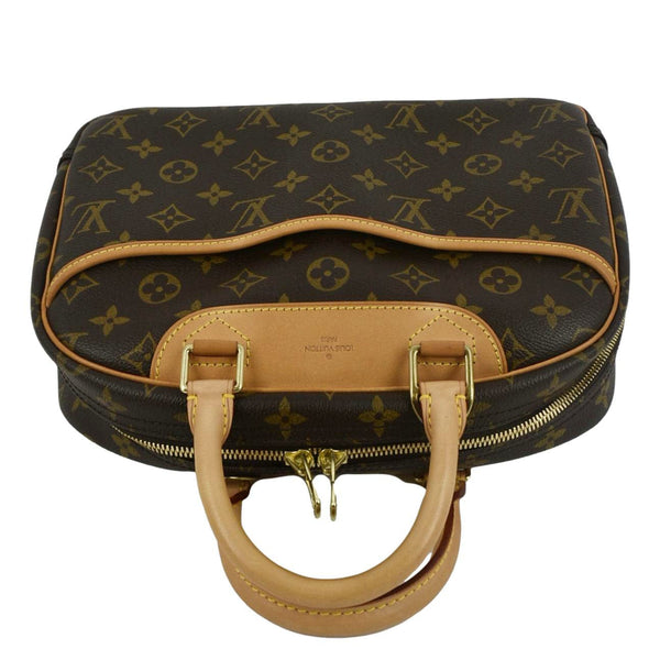 LOUIS VUITTON Deauville Bowling Monogram Canvas Satchel Bag Brown