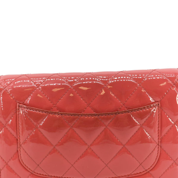 CHANEL WOC Quilted Patent Leather Red Crossbody Bag back side look