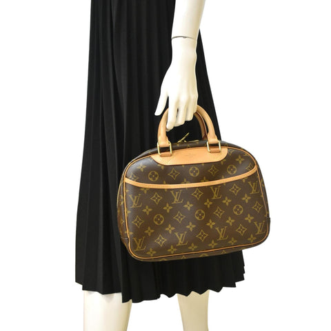 LOUIS VUITTON Deauville Bowling Monogram Canvas Satchel Bag Brown