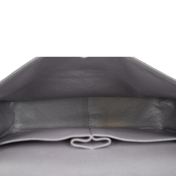 CHANEL Jumbo Flap Quilted Leather Shoulder Bag Silver