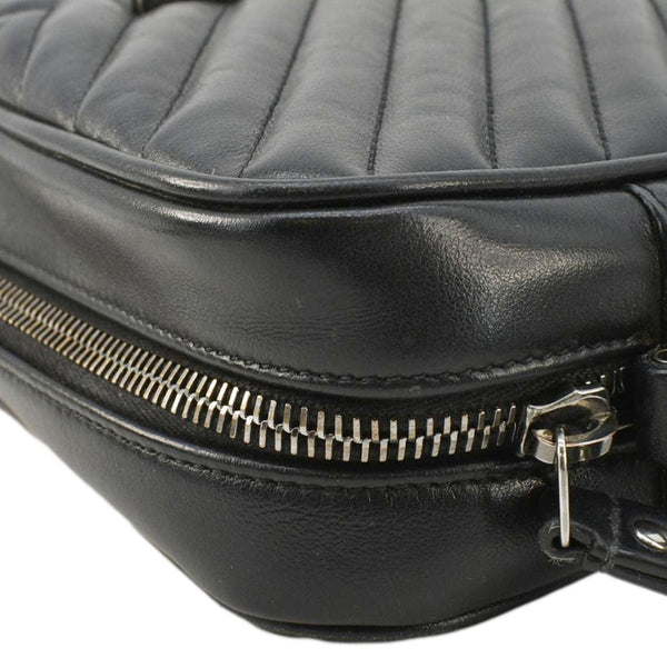 YVES SAINT LAURENT Lou Camera Chevron Leather Crossbody Bag Black