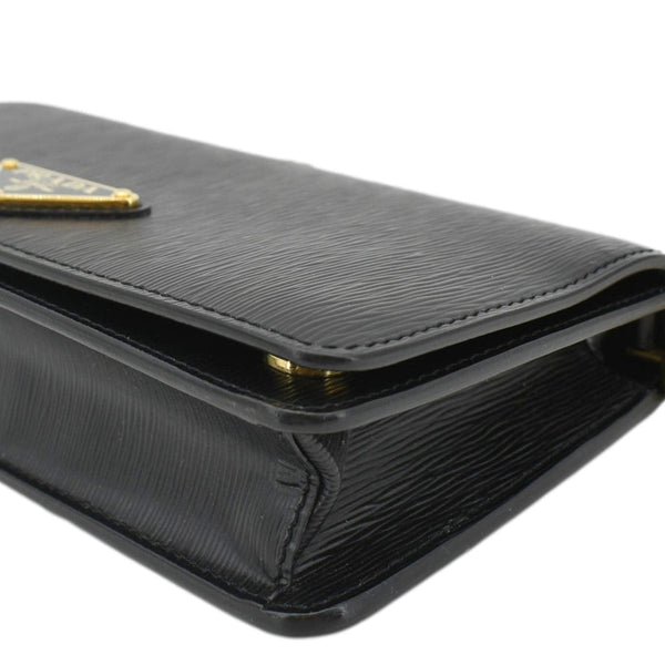 PRADA Wallet on Chain Leather Clutch Crossbody Bag Black