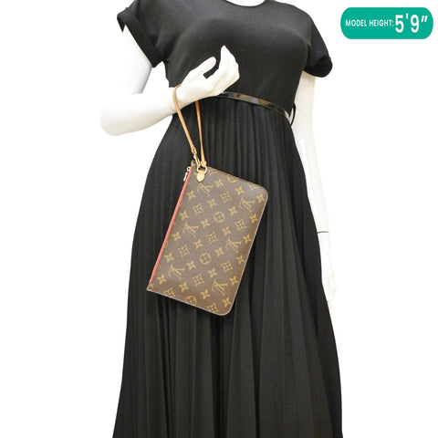 LOUIS VUITTON Monogram Canvas Wristlet Pouch Brown