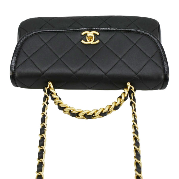 CHANEL La Parisienne Small Quilted Lambskin Leather Shoulder Bag Black
