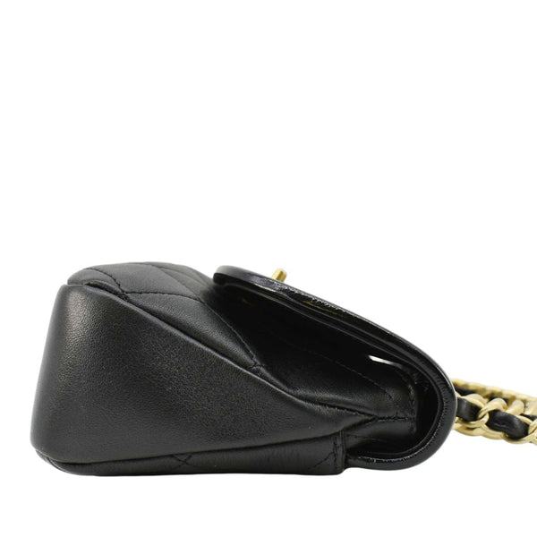 CHANEL La Parisienne Small Quilted Lambskin Leather Shoulder Bag Black