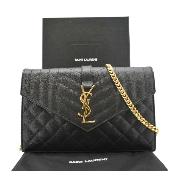 YVES SAINT LAURENT WOC Mixed Shoulder Bag Black front side