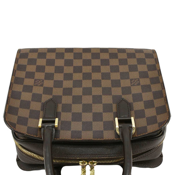 LOUIS VUITTON Triana Damier Ebene Satchel Bag Brown upper side