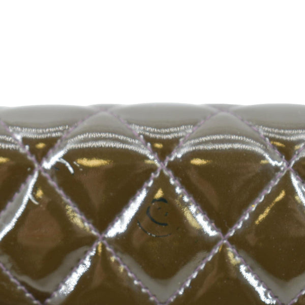 CHANEL Classic Medium Double Flap Patent Leather Shoulder Bag Dark Brown