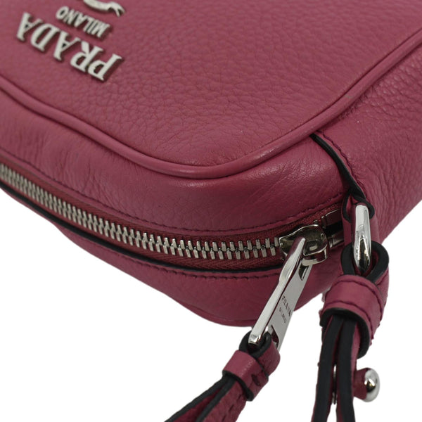 PRADA Vitello Phenix Leather Crossbody Bag Pink