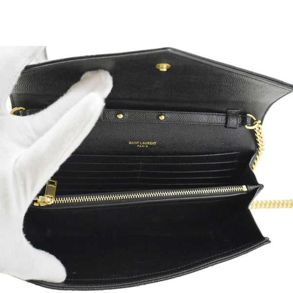 YVES SAINT LAURENT WOC Mixed Matelasse Leather Shoulder Bag Black