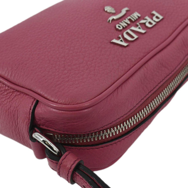 PRADA Vitello Phenix Leather Crossbody Bag Pink