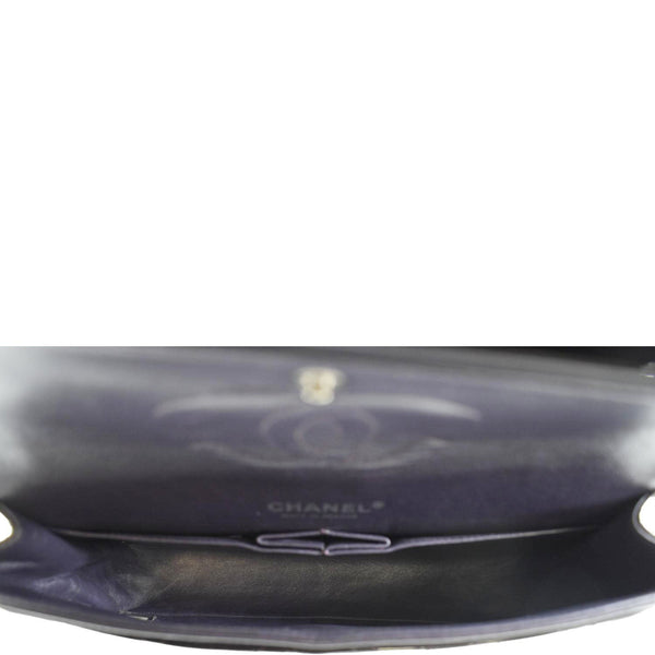 CHANEL Classic Medium Double Flap Patent Leather Shoulder Bag Dark Brown