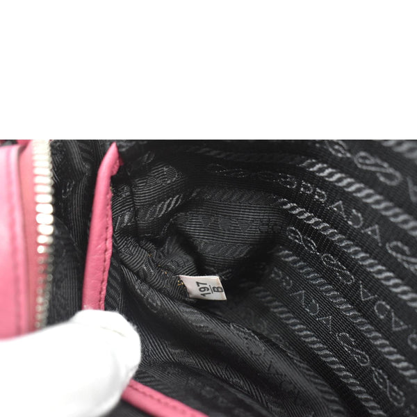 PRADA Vitello Phenix Leather Crossbody Bag Pink