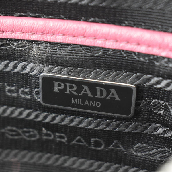 PRADA Vitello Phenix Leather Crossbody Bag Pink
