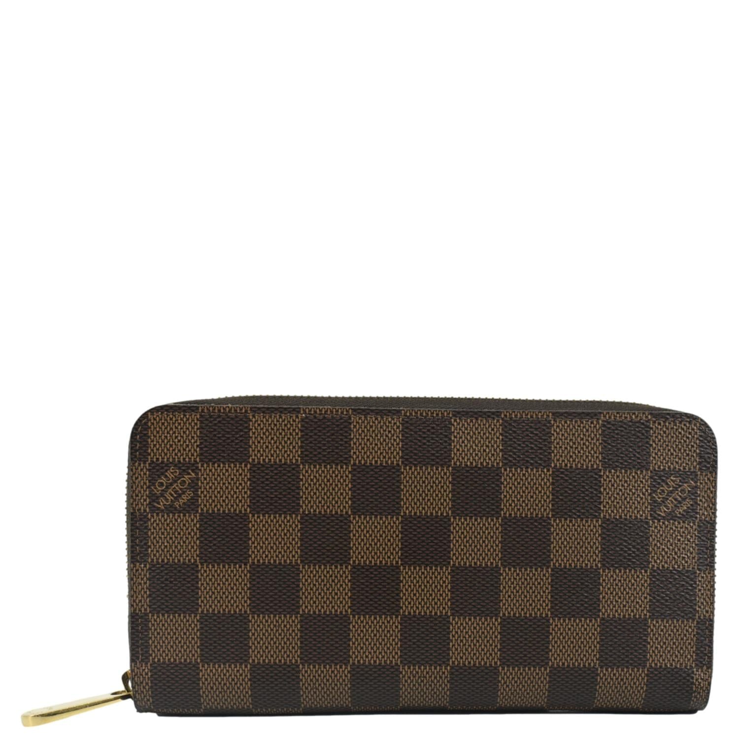LOUIS VUITTON Damier Ebene Zippy Wallet Brown