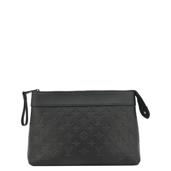 LOUIS VUITTON Pochette Voyage Monogram Shadow Leather Pouch Black