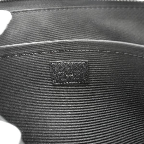 LOUIS VUITTON Pochette Voyage Monogram Shadow Leather Pouch Black