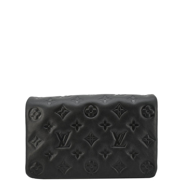 LOUIS VUITTON Coussin Monogram Embossed Pochette Crossbody Bag Black