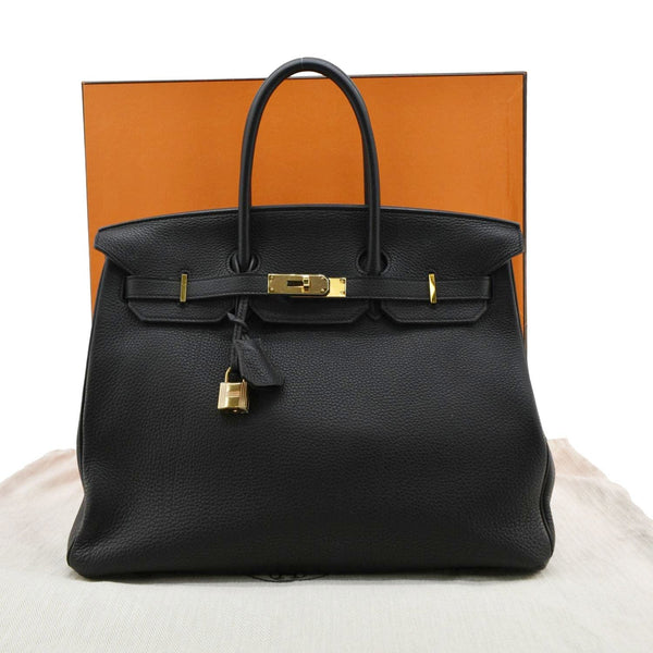 HERMES Birkin 35 Togo Leather Tote Bag Black front side