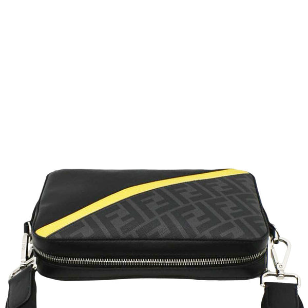 FENDI Diagonal Medium FF Zucca Canvas Camera Case Crossbody Bag Black