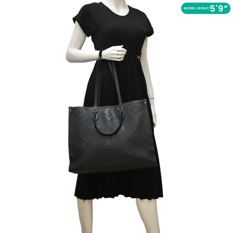 LOUIS VUITTON Onthego GM Monogram Empreinte Leather Tote Bag Black