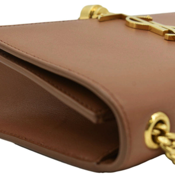 YVES SAINT LAURENT Chain Clutch Crossbody Bag Tan upper left corner look
