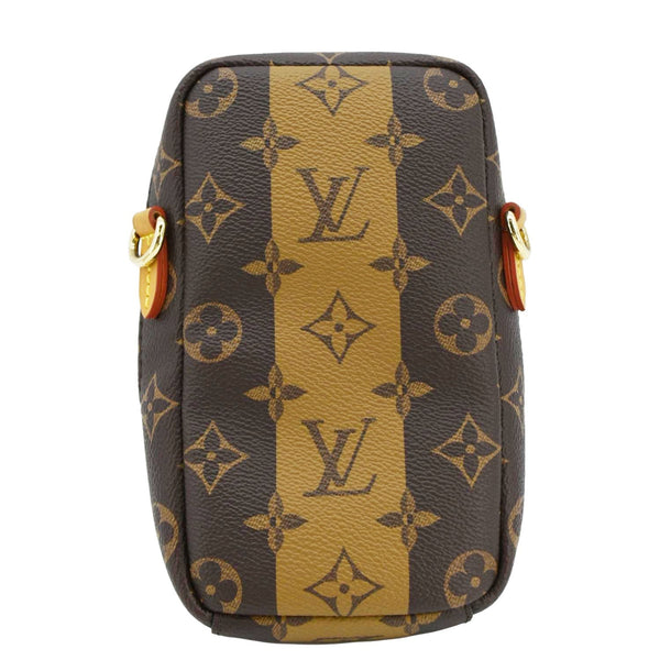 LOUIS VUITTON x Nigo Double Flap Reverse Monogram Canvas Phone Pouch Brown