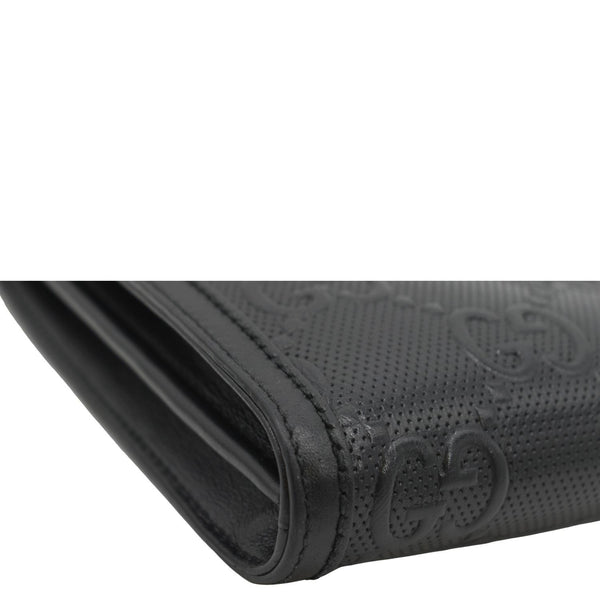 GUCCI GG Embossed Leather Messenger Bag Black 625782