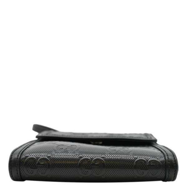 GUCCI GG Embossed Leather Messenger Bag Black 625782