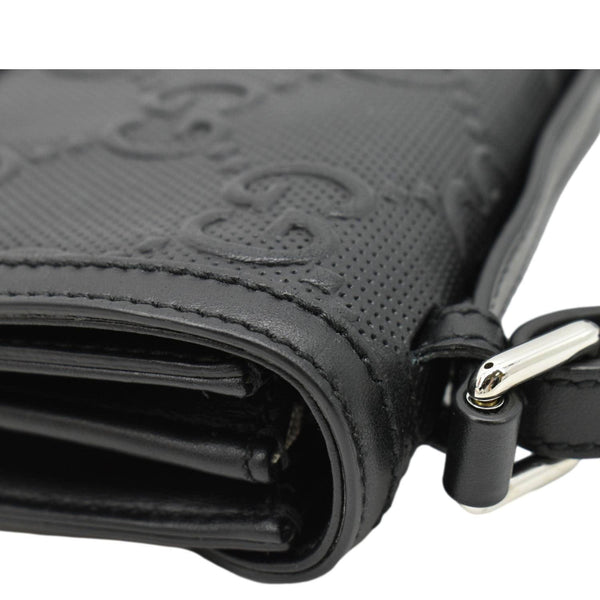 GUCCI GG Embossed Leather Bag Black corner look