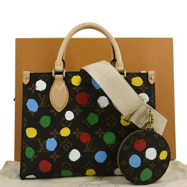 LOUIS VUITTON Onthego Yayoi Kusama Dots Monogram Canvas Shoulder Bag Multicolor