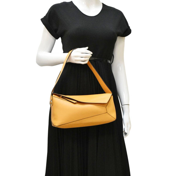 LOEWE Puzzle Leather Yellow Shoulder Bag dummy look
