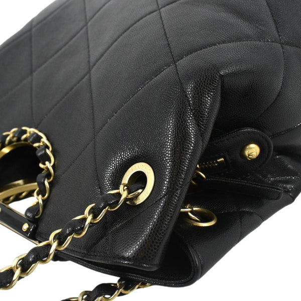 CHANEL Large A Real Catch Quilted Leather Shopping Tote Bag Black