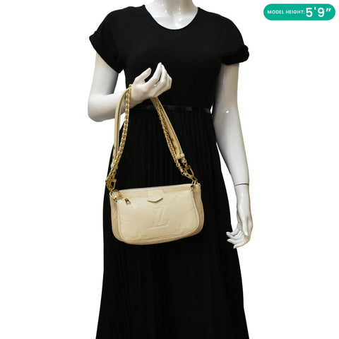 LOUIS VUITTON Multi Pochette Accessoires Monogram Empreinte Shoulder Bag Cream