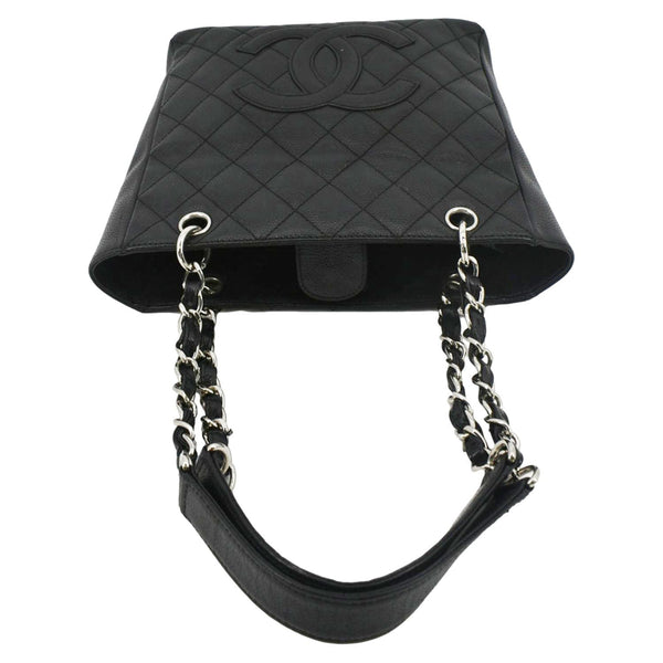 CHANEL PST Caviar Leather Quilted Shopping Tote Bag Black