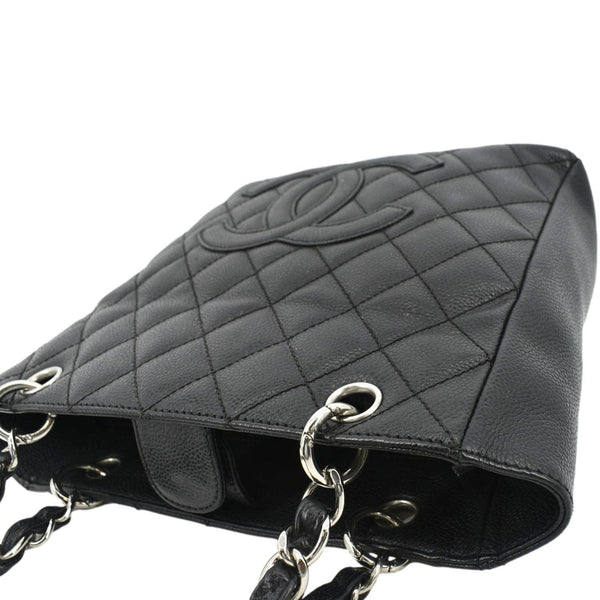 CHANEL PST Caviar Leather Quilted Shopping Tote Bag Black