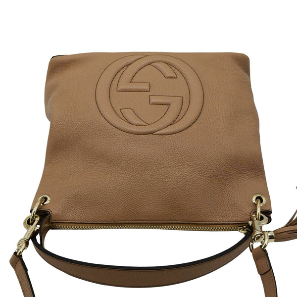 GUCCI Soho Large Pebbled Leather Hobo Shoulder Bag Tan 536194