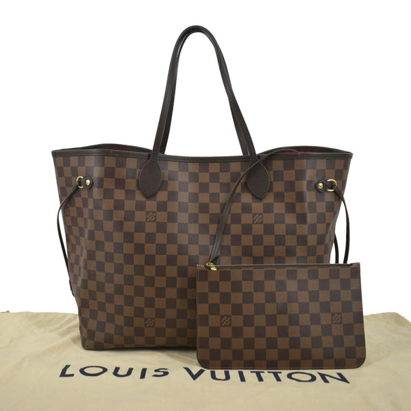 LOUIS VUITTON Neverfull GM Damier Ebene Tote Shoulder Bag Brown