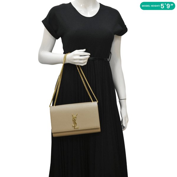 YVES SAINT LAURENT Kate Leather Chain Crossbody Bag Cream