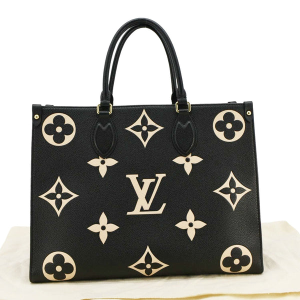 LOUIS VUITTON Onthego MM Monogram Empreinte Leather Tote Bag Bicolor