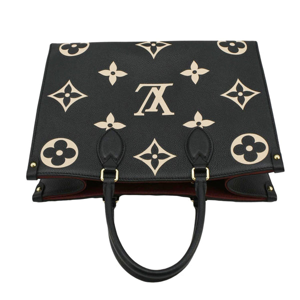 LOUIS VUITTON Onthego MM Monogram Empreinte Leather Tote Bag Bicolor