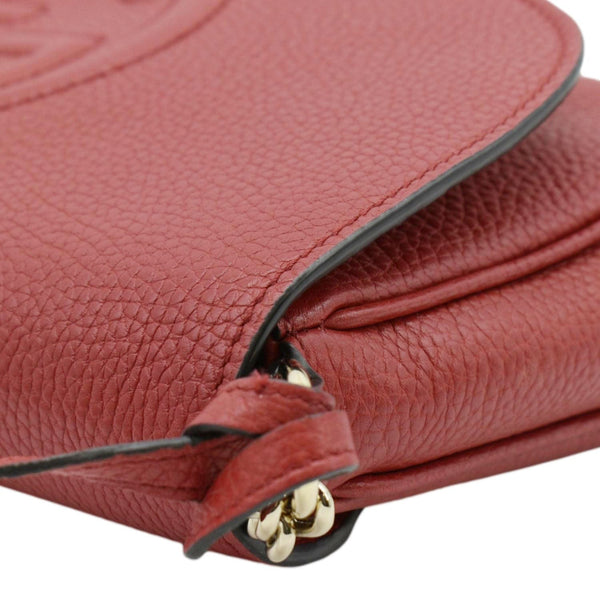 GUCCI Soho GG Flap Leather Chain Crossbody Bag Red 536224