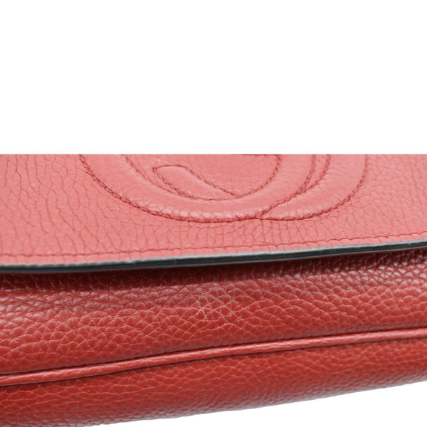 GUCCI Soho GG Flap Leather Chain Crossbody Bag Red 536224
