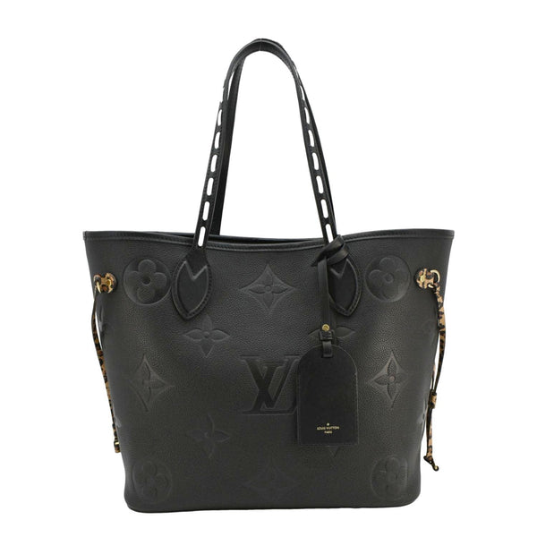 LOUIS VUITTON Neverfull MM Wild At Heart Monogram Empreinte Leather Tote Bag Black