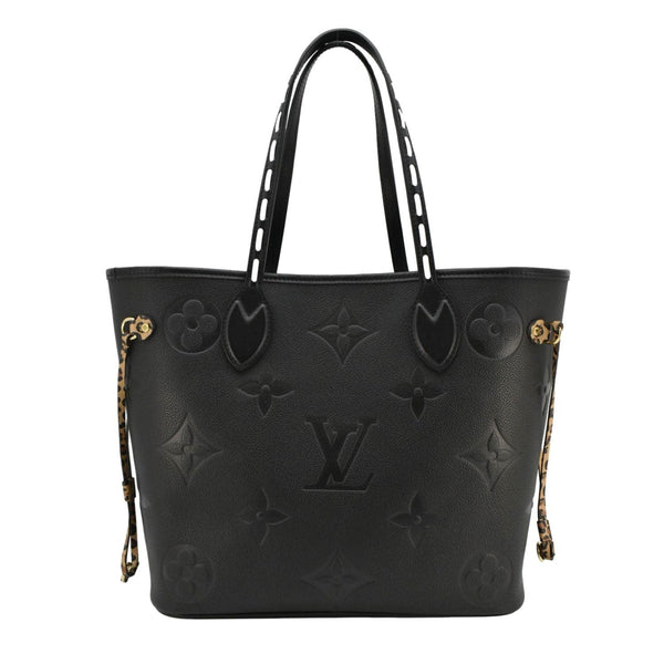 LOUIS VUITTON Neverfull MM Wild At Heart Monogram Empreinte Leather Tote Bag Black