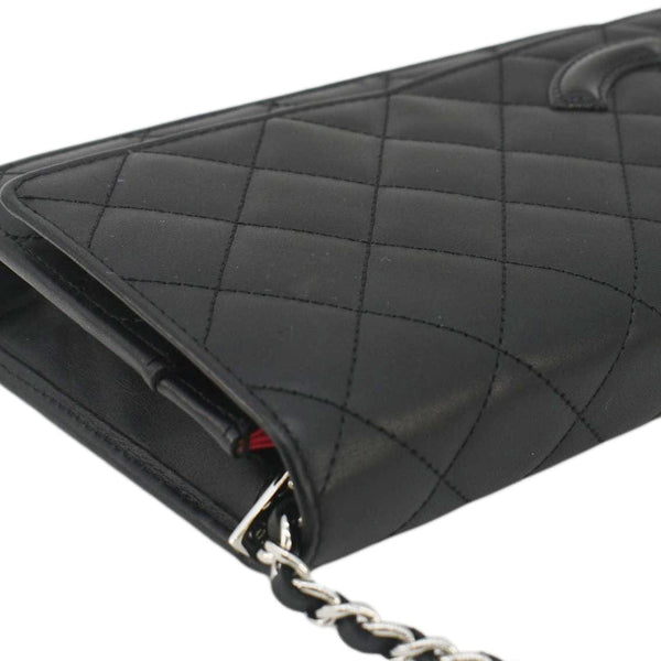 CHANEL Cambon Ligne Wallet On Chain Quilted Leather Clutch Crossbody Bag Black