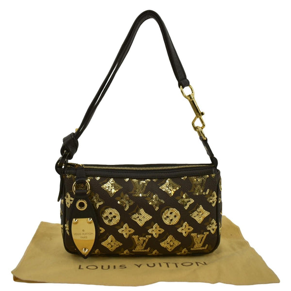 LOUIS VUITTON Mini Pochette Monogram Sequins Eclipse Accessoires Pouch Brown
