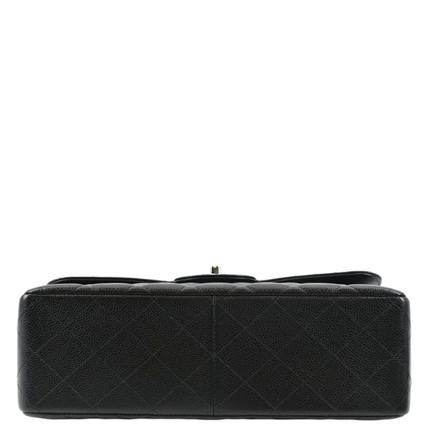 CHANEL Classic Large Double Flap Quilted Leather Shoulder Bag Black