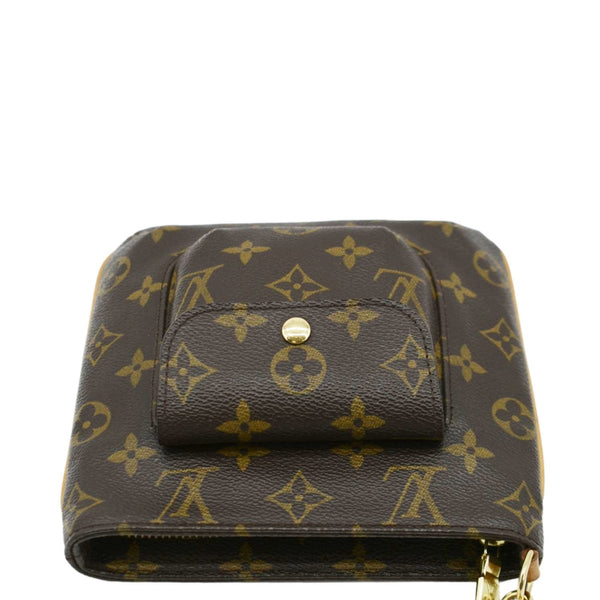 LOUIS VUITTON Partition Monogram Canvas Wristlet Clutch Bag Brown