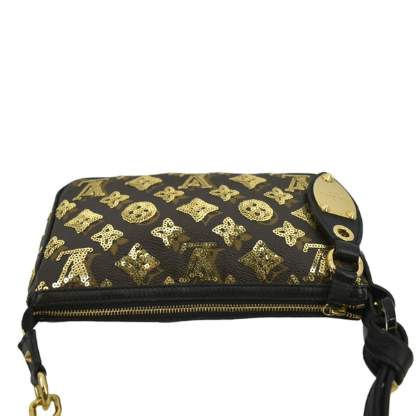 LOUIS VUITTON Mini Pochette Monogram Sequins Eclipse Accessoires Pouch Brown